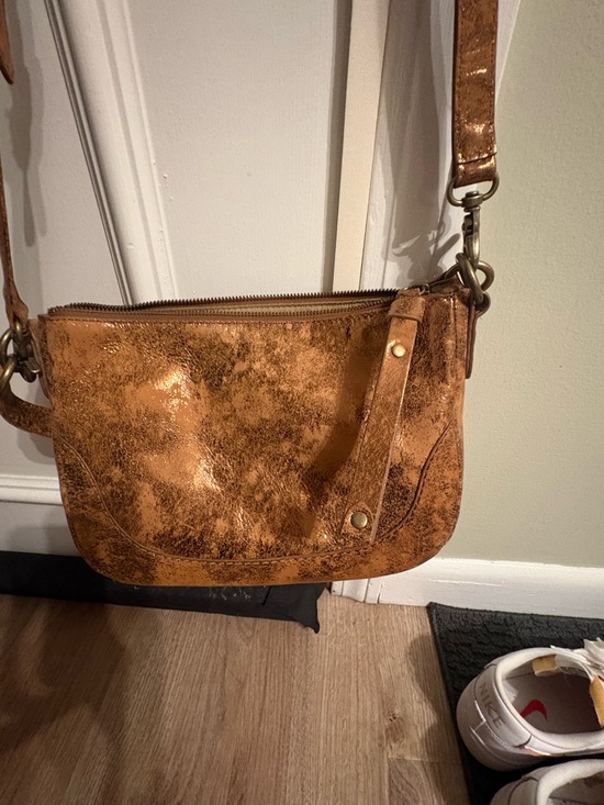 Frye Handbags - Frye Melissa Tan-Bronze Distressed Leather Crossbody